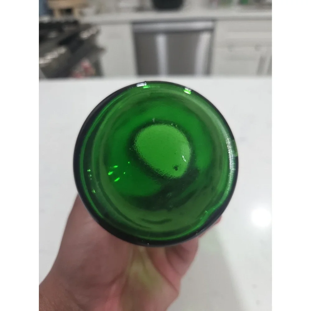 Vintage Empoli Emerald Green Glass Apothecary Lidded Jar ITALY Tab Handle 8
